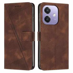 For OPPO A5x 5G Global Dream Triangle Leather Phone Case with Lanyard(Brown)