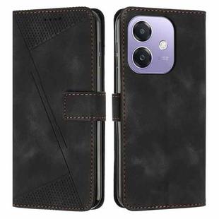 For OPPO A5x 5G Global Dream Triangle Leather Phone Case with Lanyard(Black)