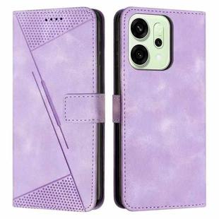 For OPPO Reno14 Global /  Reno14 F 5G Dream Triangle Leather Phone Case with Lanyard(Purple)