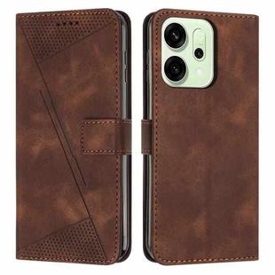 For OPPO Reno14 Global /  Reno14 F 5G Dream Triangle Leather Phone Case with Lanyard(Brown)