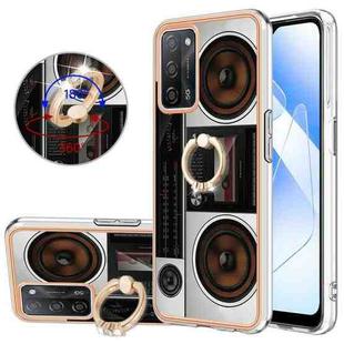 For OPPO A55 5G / A53s 5G / A54 4G Electroplating Dual-side IMD Phone Case with Ring Holder(Retro Radio)