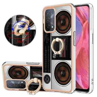 For OPPO A74 / A93 5G / A54 5G / A93s 5G Electroplating Dual-side IMD Phone Case with Ring Holder(Retro Radio)