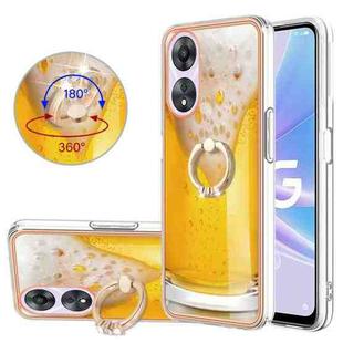 For OPPO A78 / A58 Electroplating Dual-side IMD Phone Case with Ring Holder(Draft Beer)