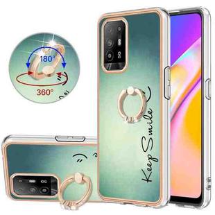 For OPPO A94 5G / A95 5G Electroplating Dual-side IMD Phone Case with Ring Holder(Smile)