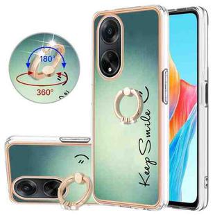 For OPPO A98 Electroplating Dual-side IMD Phone Case with Ring Holder(Smile)