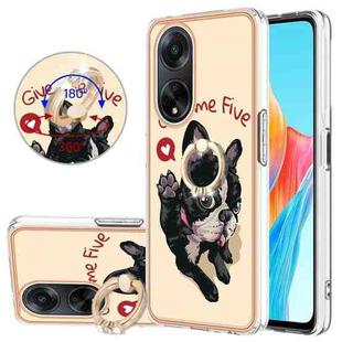 For OPPO A98 Electroplating Dual-side IMD Phone Case with Ring Holder(Lucky Dog)