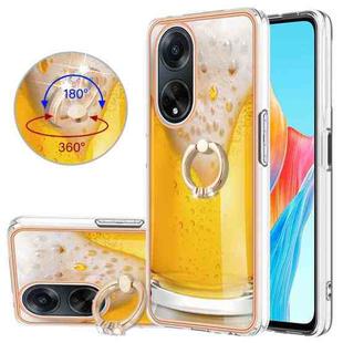 For OPPO A98 Electroplating Dual-side IMD Phone Case with Ring Holder(Draft Beer)
