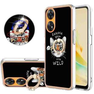 For OPPO Reno8 T 4G Electroplating Dual-side IMD Phone Case with Ring Holder(Natural Growth)