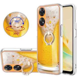 For OPPO Reno8 T 4G Electroplating Dual-side IMD Phone Case with Ring Holder(Draft Beer)