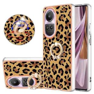 For OPPO Reno10 Pro 5G Global Electroplating Dual-side IMD Phone Case with Ring Holder(Leopard Print)