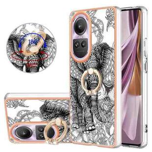 For OPPO Reno10 Pro 5G Global Electroplating Dual-side IMD Phone Case with Ring Holder(Totem Elephant)