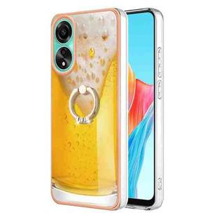 For OPPO A78 4G Electroplating Dual-side IMD Phone Case with Ring Holder(Draft Beer)