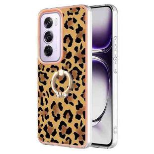 For OPPO Reno12 Pro Global Electroplating Dual-side IMD Phone Case with Ring Holder(Leopard Print)