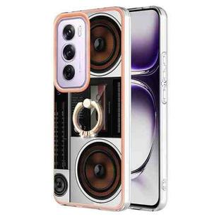 For OPPO Reno12 Pro Global Electroplating Dual-side IMD Phone Case with Ring Holder(Retro Radio)