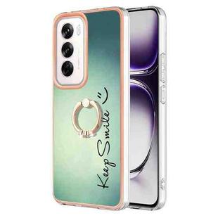 For OPPO Reno12 Global Electroplating Dual-side IMD Phone Case with Ring Holder(Smile)