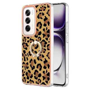 For OPPO Reno12 Global Electroplating Dual-side IMD Phone Case with Ring Holder(Leopard Print)