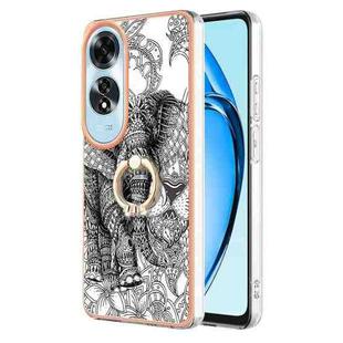 For OPPO A60 Electroplating Dual-side IMD Phone Case with Ring Holder(Totem Elephant)