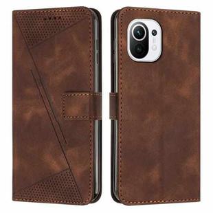 For Xiaomi Mi 11 Lite Dream Triangle Leather Phone Case with Lanyard(Brown)