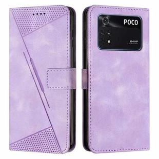 For Xiaomi Poco M4 Pro 4G Dream Triangle Leather Phone Case with Lanyard(Purple)
