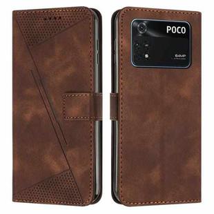 For Xiaomi Poco M4 Pro 4G Dream Triangle Leather Phone Case with Lanyard(Brown)