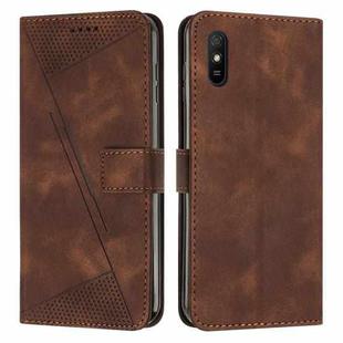 For Xiaomi Redmi 9A Dream Triangle Leather Phone Case with Lanyard(Brown)