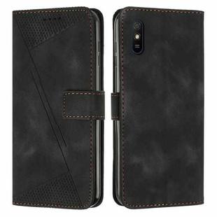 For Xiaomi Redmi 9A Dream Triangle Leather Phone Case with Lanyard(Black)