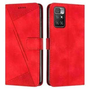 For Xiaomi Redmi 10 / 10 Prime Dream Triangle Leather Phone Case with Lanyard(Red)