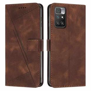 For Xiaomi Redmi 10 / 10 Prime Dream Triangle Leather Phone Case with Lanyard(Brown)