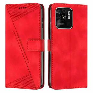 For Xiaomi Redmi 10C Dream Triangle Leather Phone Case with Lanyard(Red)