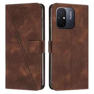 For Xiaomi Redmi 11A / 12C Dream Triangle Leather Phone Case with Lanyard(Brown)