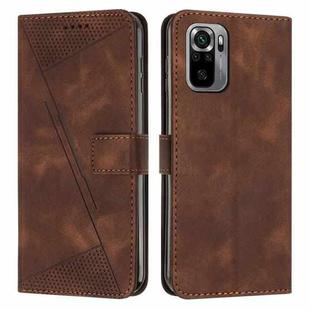 For Xiaomi Redmi Note 10 4G / Note 10S Dream Triangle Leather Phone Case with Lanyard(Brown)