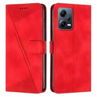 For Xiaomi Redmi Note 12 5G Global Dream Triangle Leather Phone Case with Lanyard(Red)