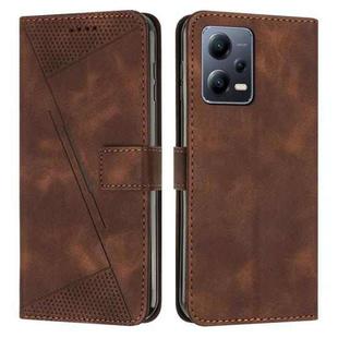 For Xiaomi Redmi Note 12 5G Global Dream Triangle Leather Phone Case with Lanyard(Brown)