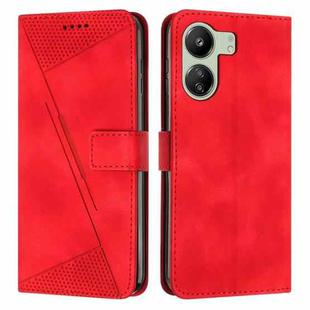 For Xiaomi Redmi 13C Dream Triangle Leather Phone Case with Lanyard(Red)