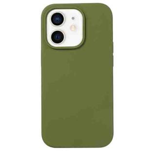 For iPhone 12 mini Liquid Silicone Phone Case(Pine Green)