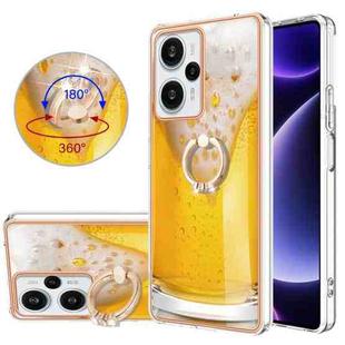 For Xiaomi Poco F5 / Redmi Note 12 Turbo Electroplating Dual-side IMD Phone Case with Ring Holder(Draft Beer)