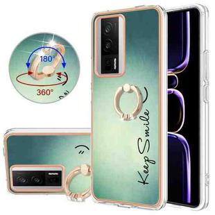 For Xiaomi Poco F5 Pro 5G / Redmi K60 Electroplating Dual-side IMD Phone Case with Ring Holder(Smile)