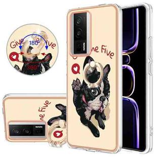 For Xiaomi Poco F5 Pro 5G / Redmi K60 Electroplating Dual-side IMD Phone Case with Ring Holder(Lucky Dog)