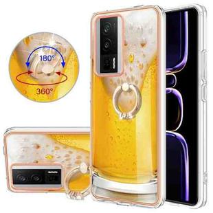 For Xiaomi Poco F5 Pro 5G / Redmi K60 Electroplating Dual-side IMD Phone Case with Ring Holder(Draft Beer)