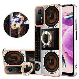 For Xiaomi Redmi Note 12S 4G Electroplating Dual-side IMD Phone Case with Ring Holder(Retro Radio)