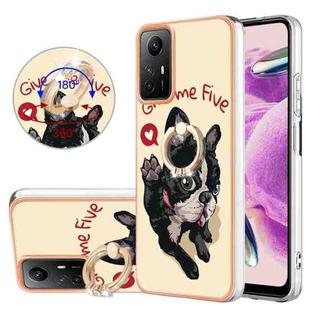 For Xiaomi Redmi Note 12S 4G Electroplating Dual-side IMD Phone Case with Ring Holder(Lucky Dog)