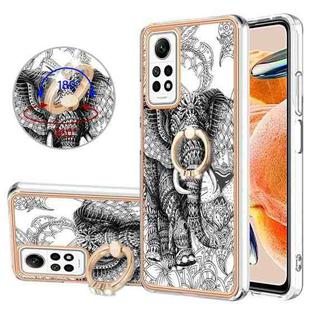For Xiaomi Redmi Note 12 Pro 4G Global Electroplating Dual-side IMD Phone Case with Ring Holder(Totem Elephant)