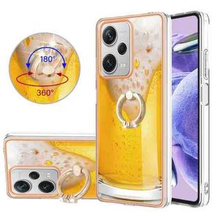 For Xiaomi Redmi Note 12 Pro+ Global Electroplating Dual-side IMD Phone Case with Ring Holder(Draft Beer)