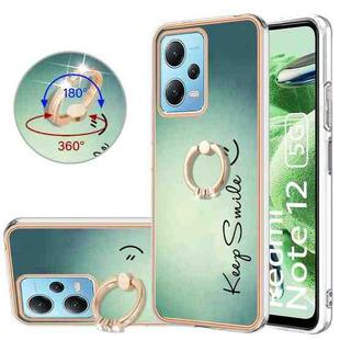 For Xiaomi Redmi Note 12 5G Global Electroplating Dual-side IMD Phone Case with Ring Holder(Smile)