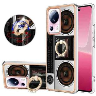 For Xiaomi 13 Lite 5G Electroplating Dual-side IMD Phone Case with Ring Holder(Retro Radio)
