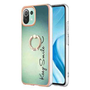 For Xiaomi 11 Lite Electroplating Dual-side IMD Phone Case with Ring Holder(Smile)