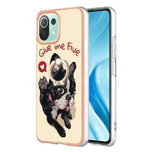 For Xiaomi 11 Lite Electroplating Dual-side IMD Phone Case with Ring Holder(Lucky Dog)