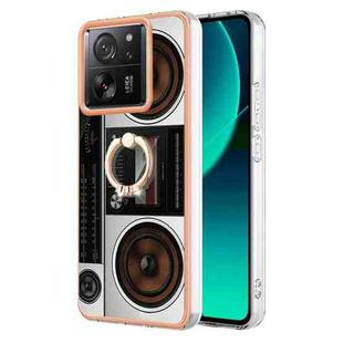 For Xiaomi 13T / 13T Pro Electroplating Dual-side IMD Phone Case with Ring Holder(Retro Radio)