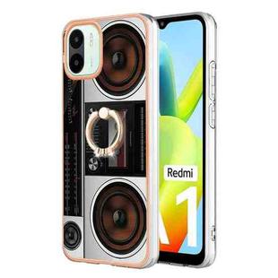 For Xiaomi Redmi A1 Electroplating Dual-side IMD Phone Case with Ring Holder(Retro Radio)