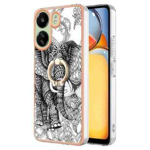 For Xiaomi Redmi 13C 4G Electroplating Dual-side IMD Phone Case with Ring Holder(Totem Elephant)